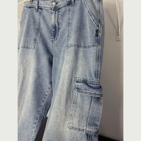 Silver Jeans Co. Denim Utility Cargo Jeans Mid Rise Straight Leg size 14W - Picture 4 of 9